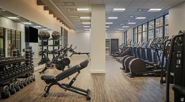 2417 West High Road, Unit 3210 Park City, UT 84098 - Photo 38 of 44 Fitness center at Pendry Park City with free weights, strength equipment and cardio overlooking Canyons Village.