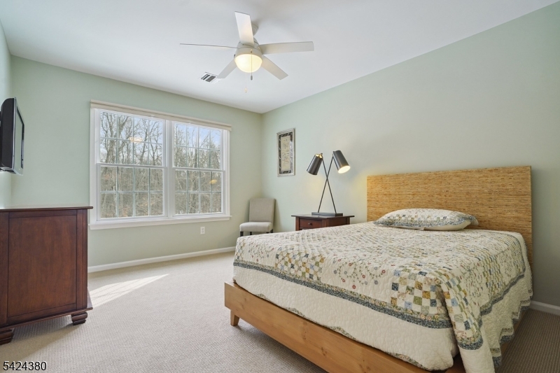 13 O'Brien Court Bedminster, NJ 07921 - Photo 35 of 50 a bedroom with a bed chandelier and a window