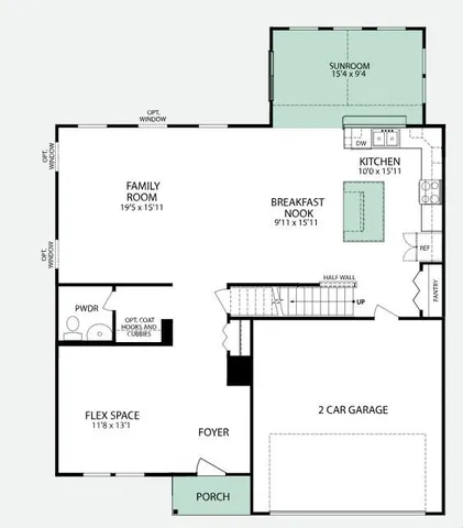 an empty room with windows