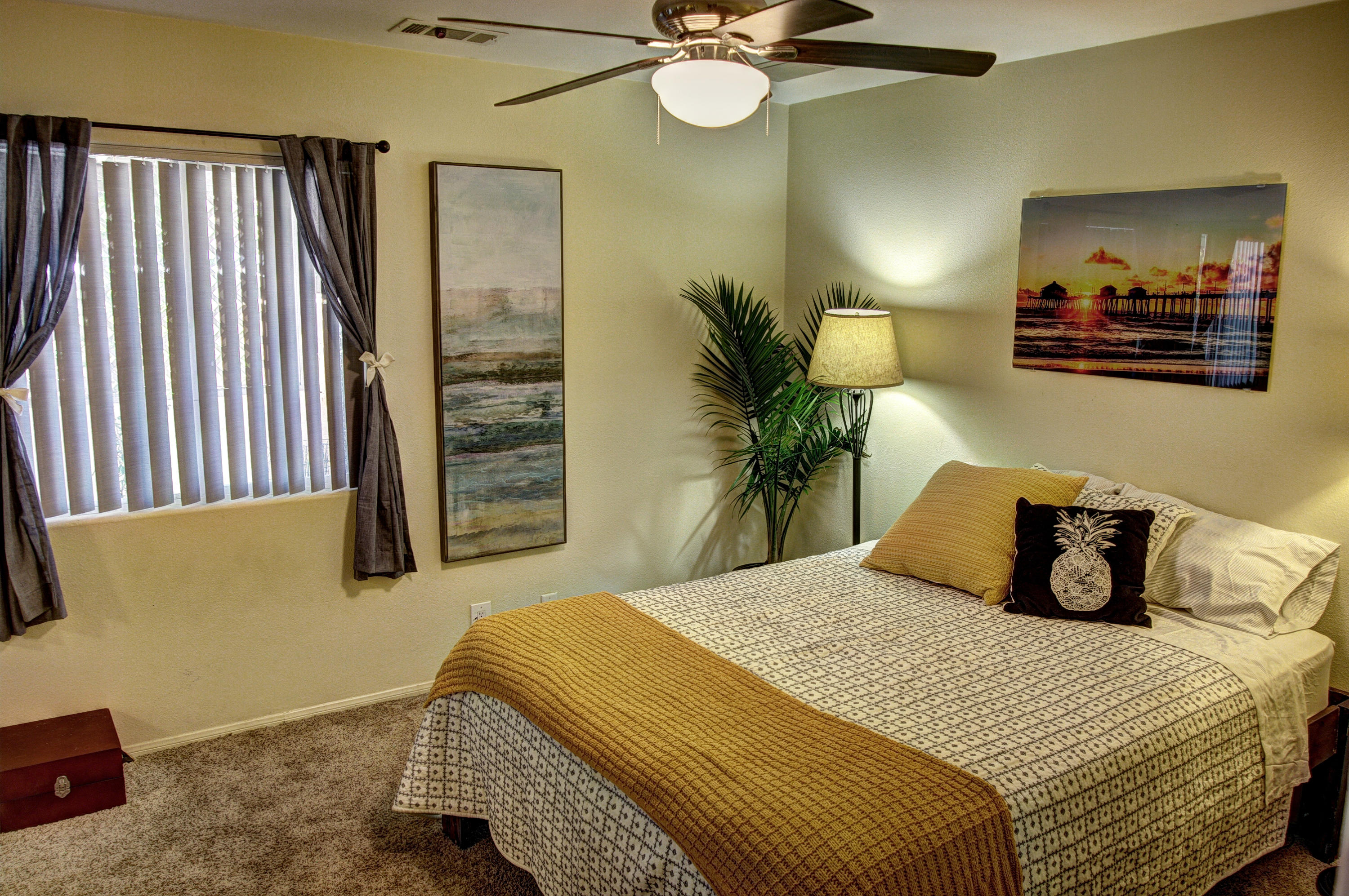 68446 Terrace Road Cathedral City, CA 92234 - Photo 36 of 81 a bedroom with a bed and ceiling fan