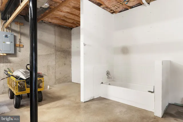 a bathroom with a bathtub