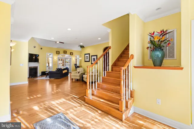 a lobby with furniture and floor to ceiling window