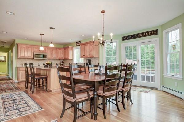 32 Farm Road Bolton, MA 01740 - Photo 7 of 30 a view of a dining room and livingroom with furniture wooden floor a chandelier