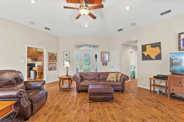a living room with furniture