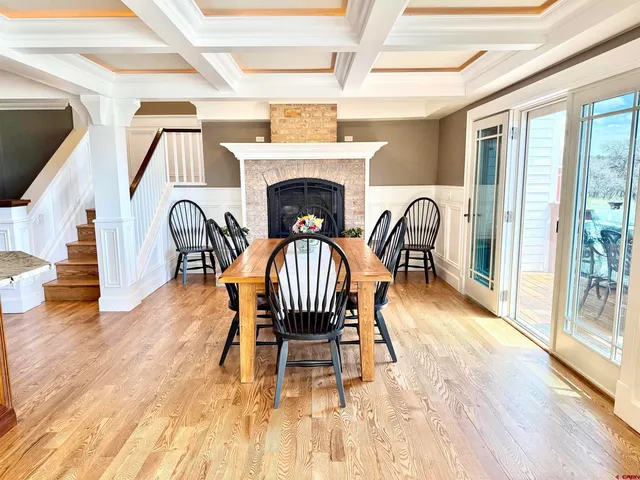 a patio with table and chairs