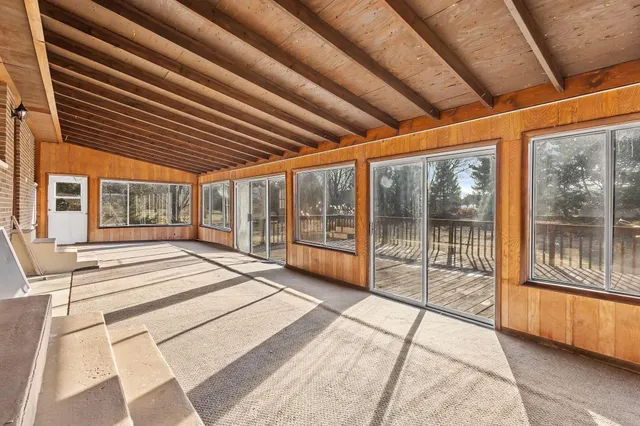 a view of a house with a large window