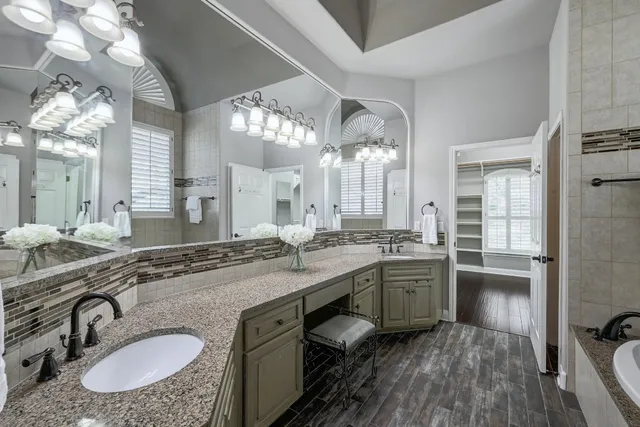 a view of a balcony with wooden floor