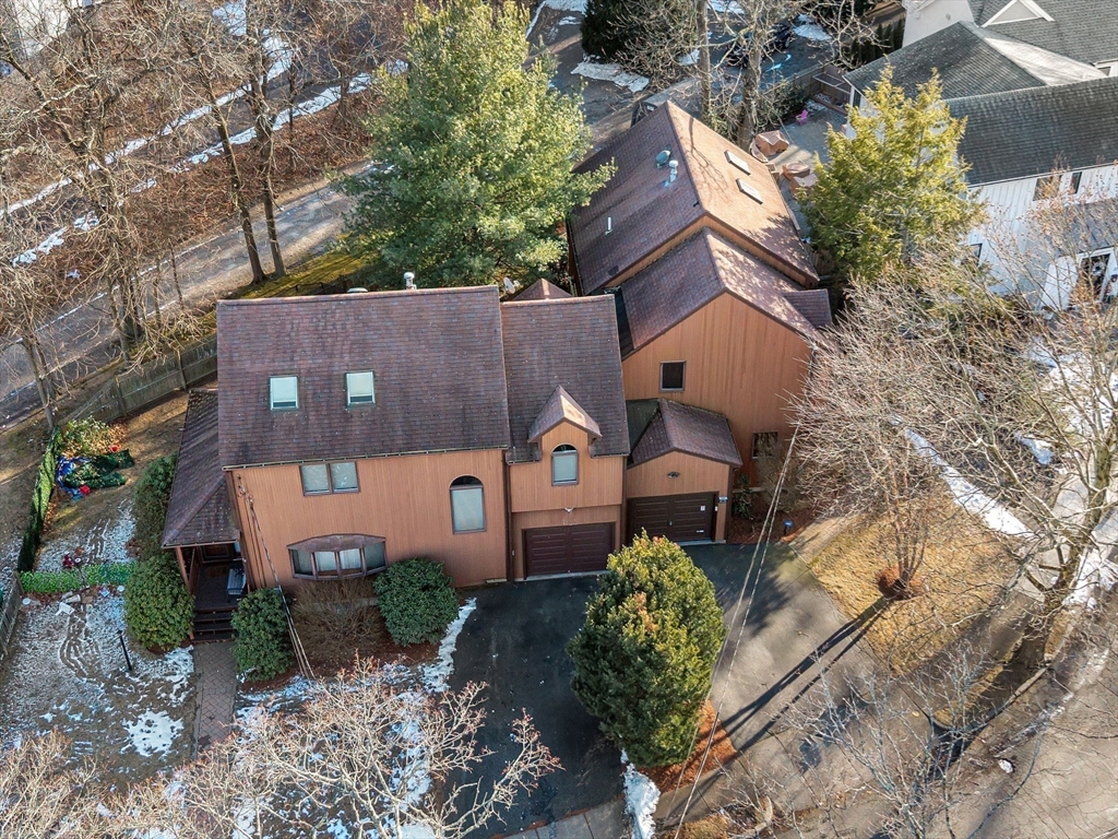 an aerial view of a house