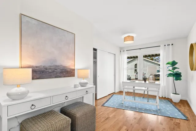 a view of closet area with empty racks