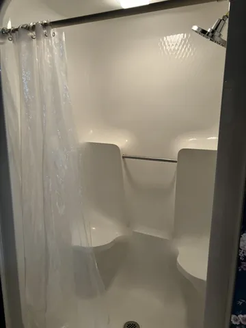 a bathroom with a shower