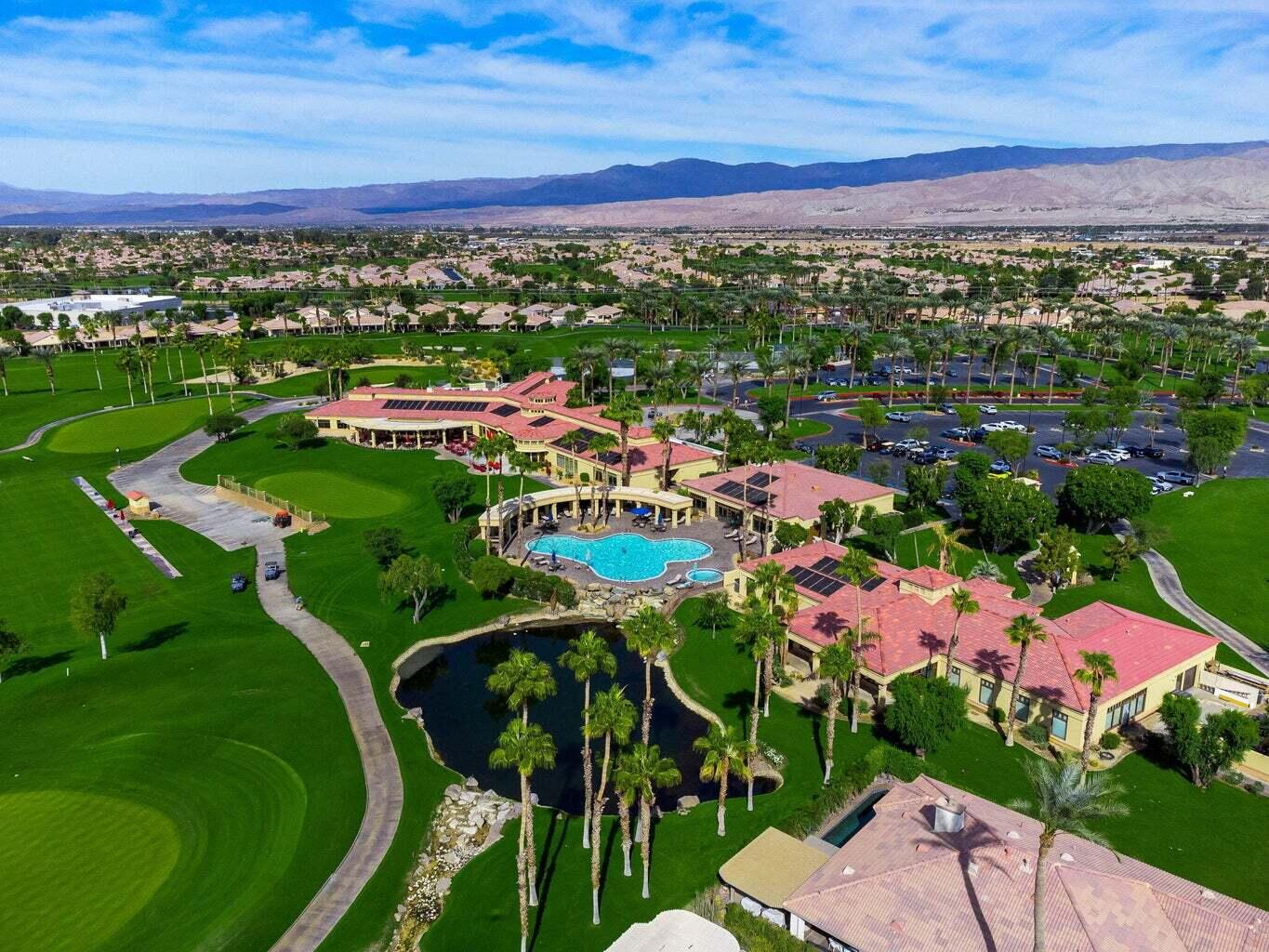 80717 Turnberry Court Indio, CA 92201 - Photo 39 of 53 Ariel DRONE of clubhouse