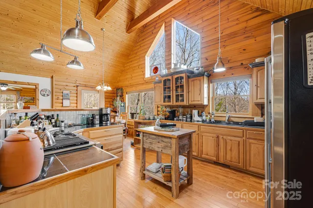 a kitchen with lots of counter top space