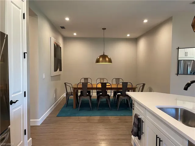 a view of a dining area with furniture