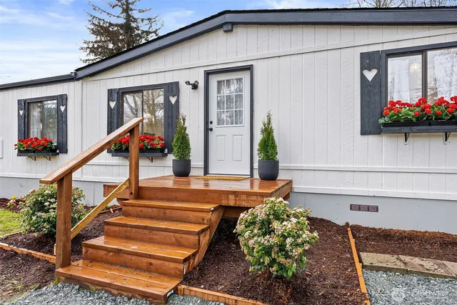 a front view of a house with entryway