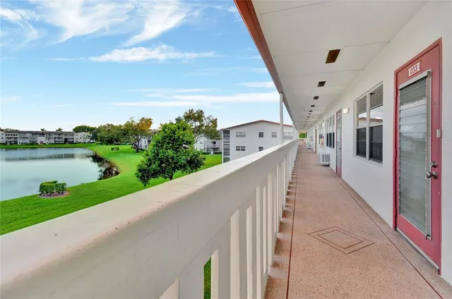 a view of a balcony with lake view