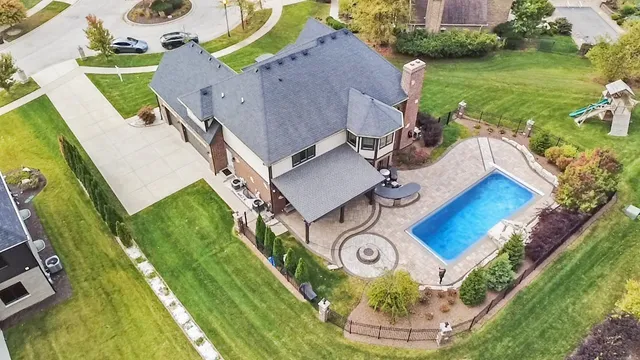 an aerial view of a house