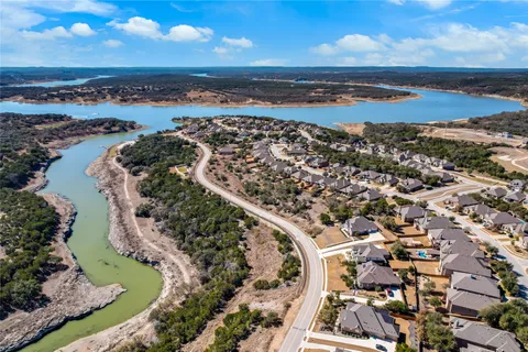 a view of a water with a building in the background