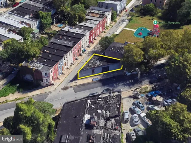 an aerial view of a house