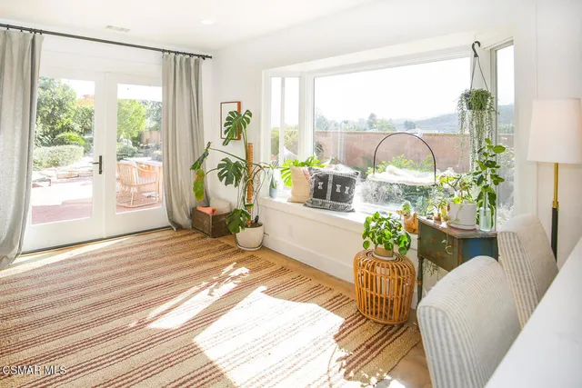 a living room filled with furniture and a potted plant