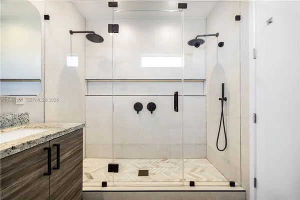 a bathroom with a shower