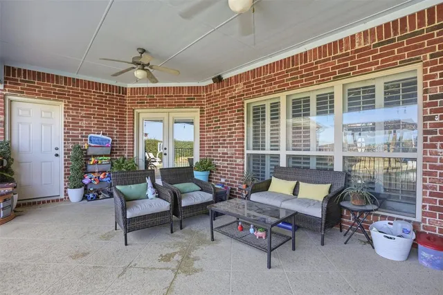 a outdoor living space with furniture