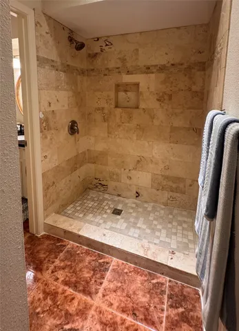 a bathroom with a shower