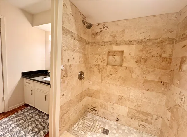 a bathroom with a shower