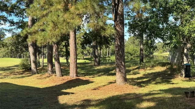 a view of a golf course with a lake