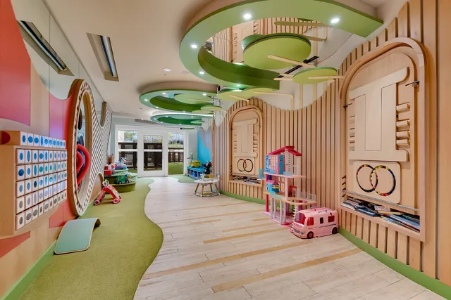 a outdoor space with table and chairs