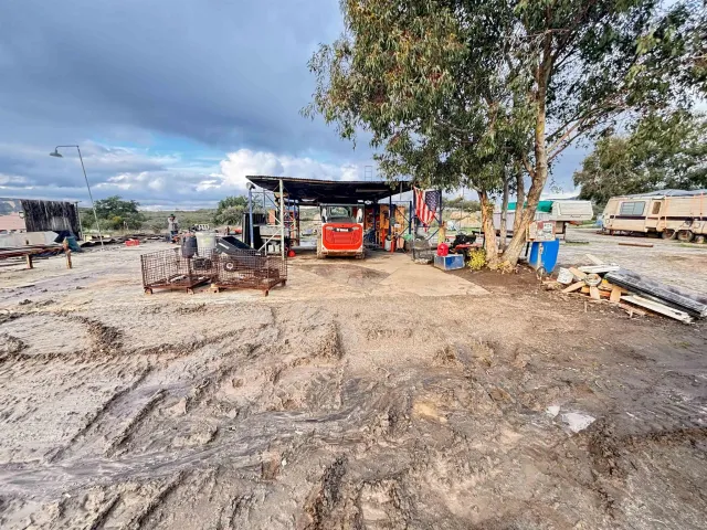 a view of a swimming pool with an outdoor space