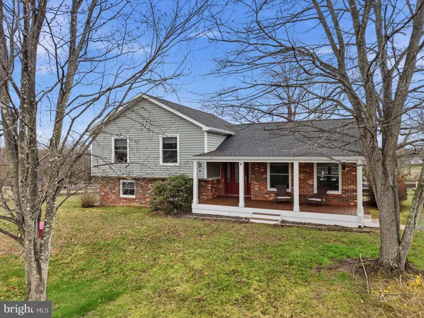 a front view of a house with yard and green space