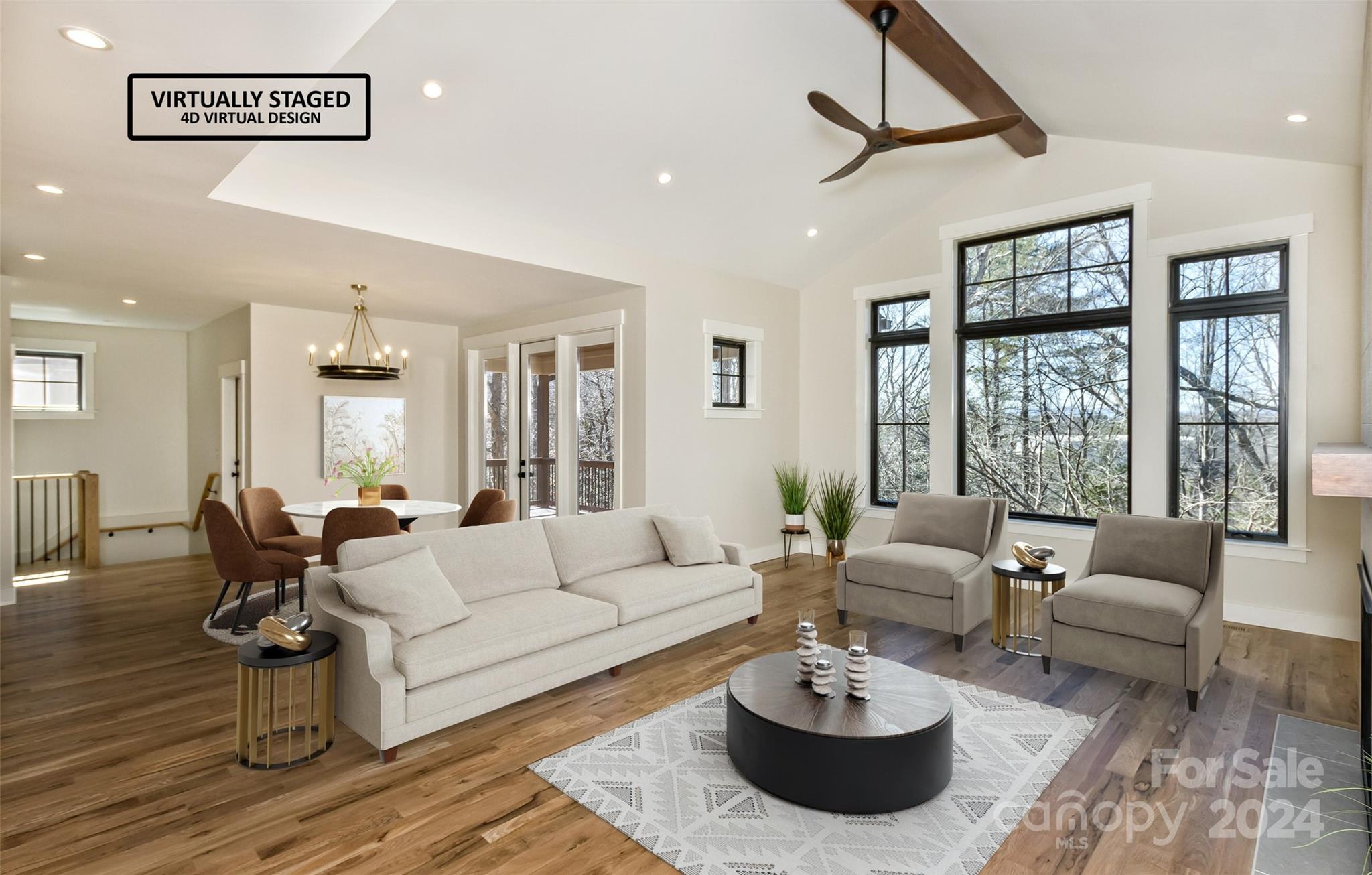 157 Gashes Creek Road Asheville, NC 28805 - Photo 5 of 43 a living room with furniture potted plant and large windows