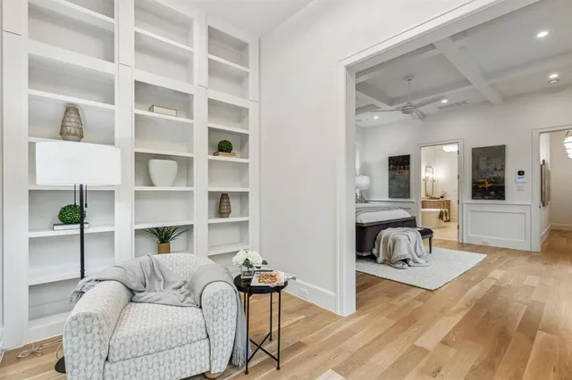 a living room with furniture and decor