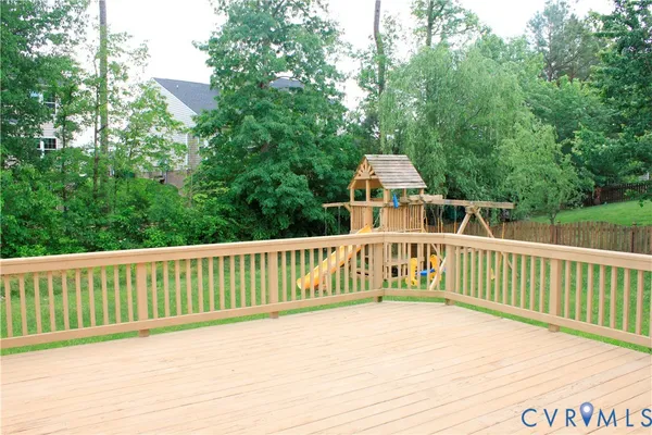 a view of a wooden deck