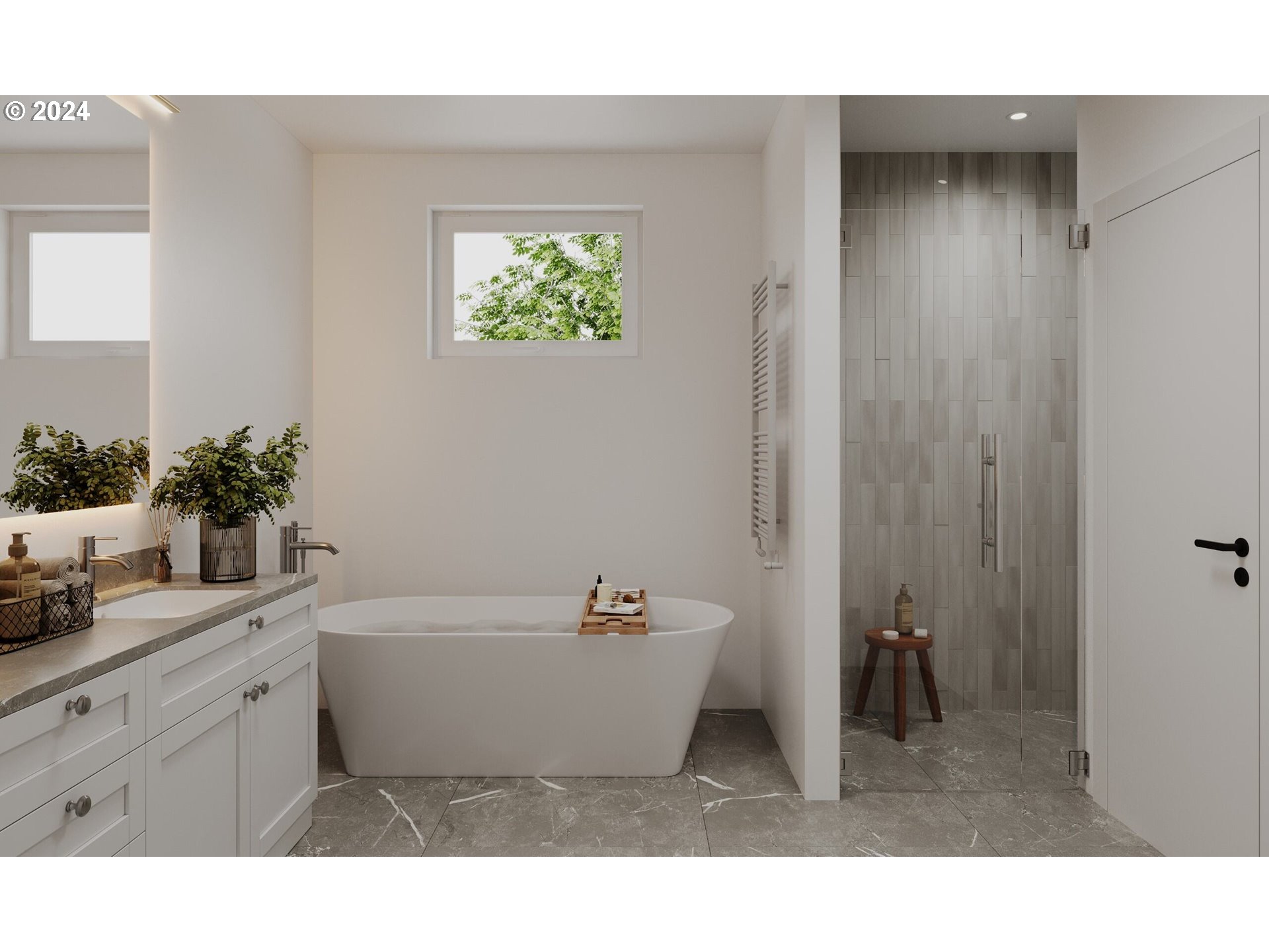 7727 Southwest 42nd Avenue, Unit 15 Portland, OR 97219 - Photo 6 of 7 a bathroom with a sink a tub and a shower