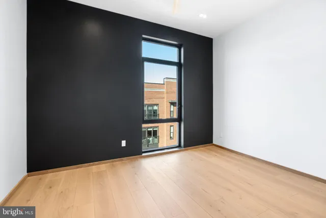 a view of a room with a window