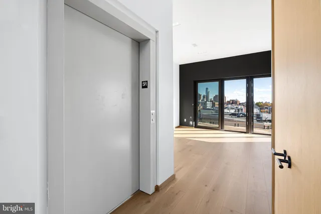 a view of a room that has a window