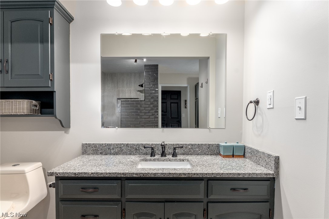 4529 Beat Road Litchfield, OH 44253 - Photo 16 of 42 Bathroom featuring toilet and vanity with extensive cabinet space