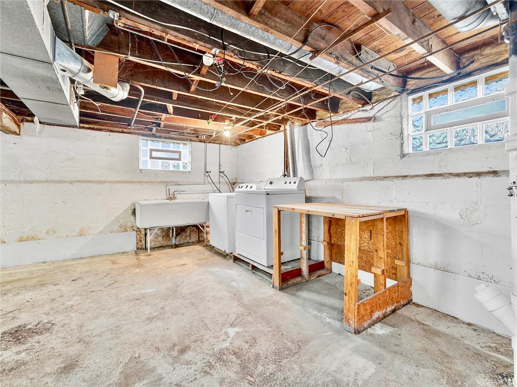 28 Penrose Street Rochester, NY 14612 - Photo 31 of 42 Laundry in basement. Glass block windows