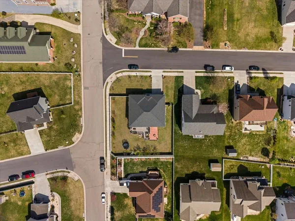 an aerial view of multiple house