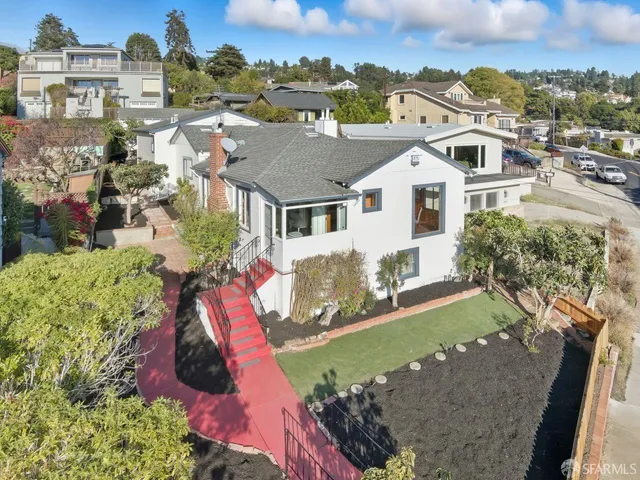 an aerial view of a house
