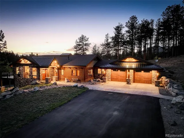 a outdoor living space with furniture and a fireplace