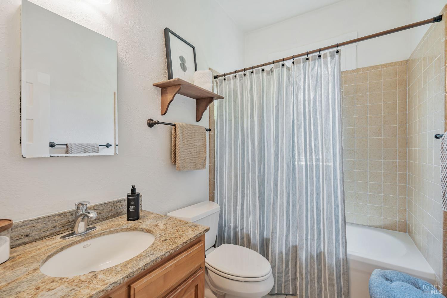 29 Frances Street San Rafael, CA 94901 - Photo 23 of 42 a bathroom with a sink toilet a mirror and shower