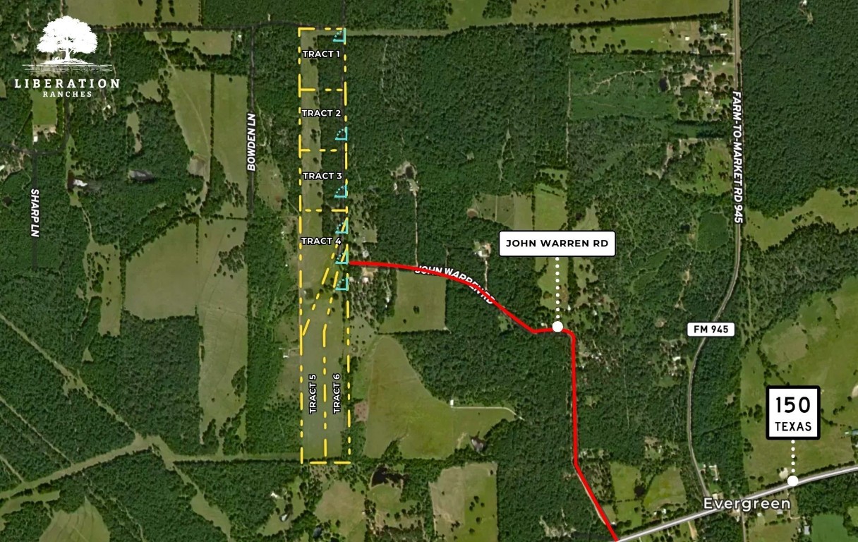 Tbd John Warren Road Coldspring, TX 77331 - Photo 9 of 16 an aerial view of residential houses with outdoor space and street view