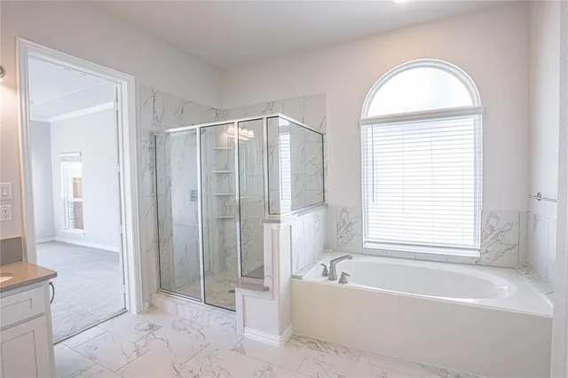 a bathroom with a sink a mirror and a shower