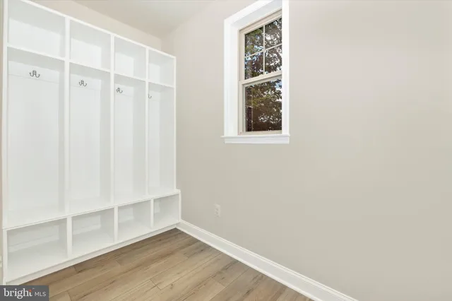 a view of small space with racks on the wall