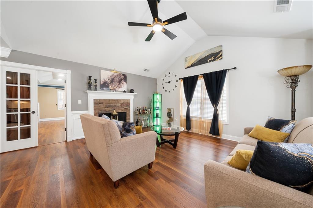 55 Meridian Point Dallas, GA 30132 - Photo 7 of 45 a living room with furniture and a fireplace