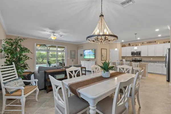 a view of a dining room and livingroom view