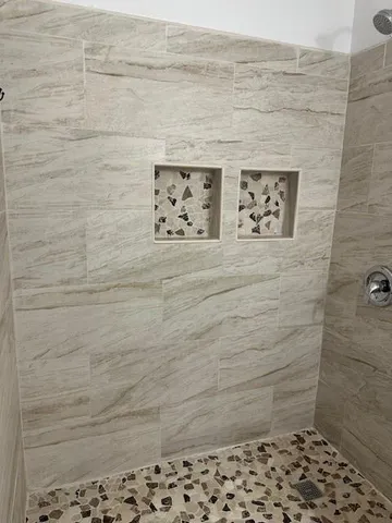 a bathroom with a shower