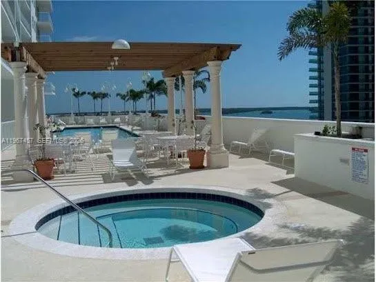 a outdoor space with swimming pool and patio